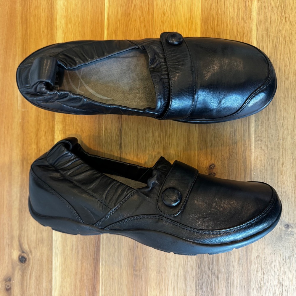 Dansko Women 10.5 EU‎ 41 Black Leather Mary Jane Flat Elastic Topline Button